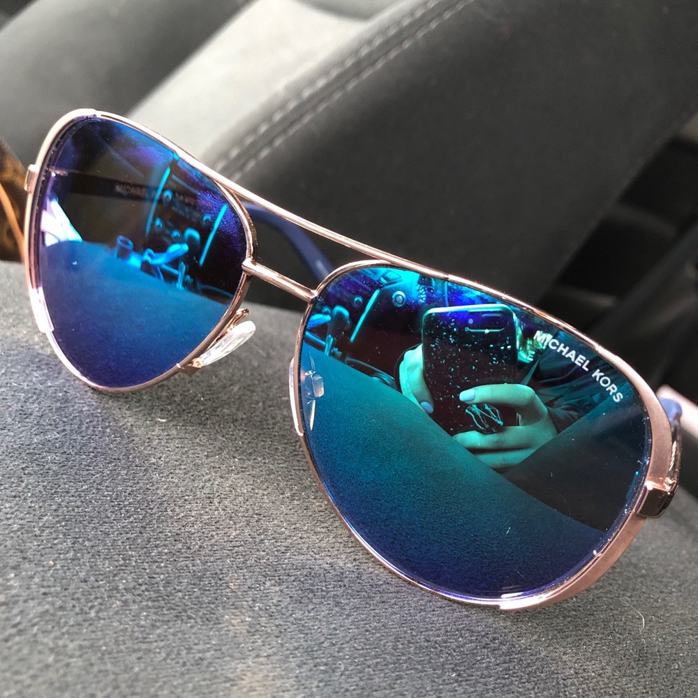 Michael Kors Gold Aviators with Blue Lens